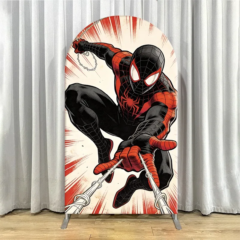 Single-layer Marvel Arch Backdrop Cover Non Elastic Spider Man Hero Background Cloth for Party Decoration Comic Style Superhero