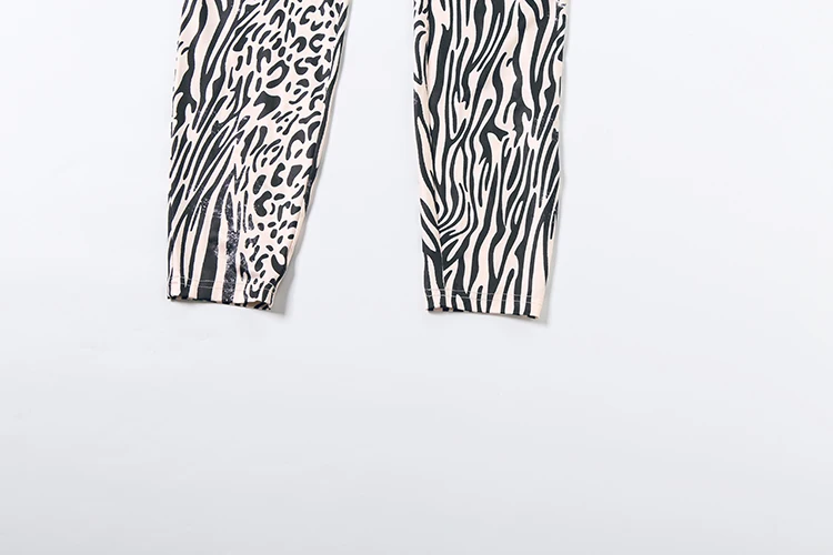 Weird Puss Sexy Mode-Jumpsuits für Damen, Leopardenmuster, Rollkragen, lange Ärmel, figurbetont, pfirsichfarben, heißer High-Street-Overall – Detail 9
