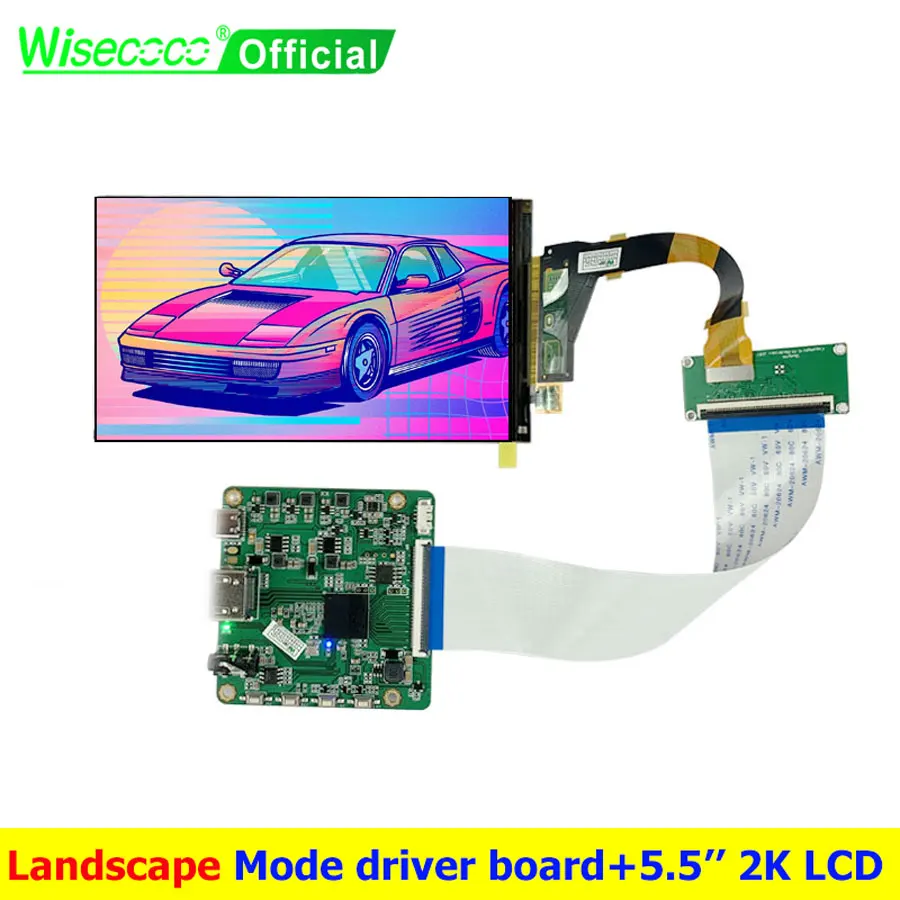 Wisecoco 5.5 Inch 2k IPS TFT LCD Screen 2560x1440 Landscape Driver Board Support Raspberry Pi PS4/5 Game Console TV Box PC