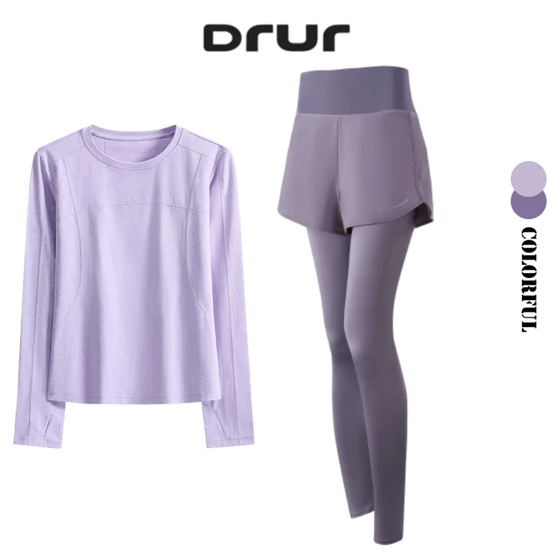 

Женские спортивные костюмы DRUR и комплекты из двух предметов для бега с свободным спортивным пуловером с длинными рукавами и спортивными штанами для йоги и фитнеса