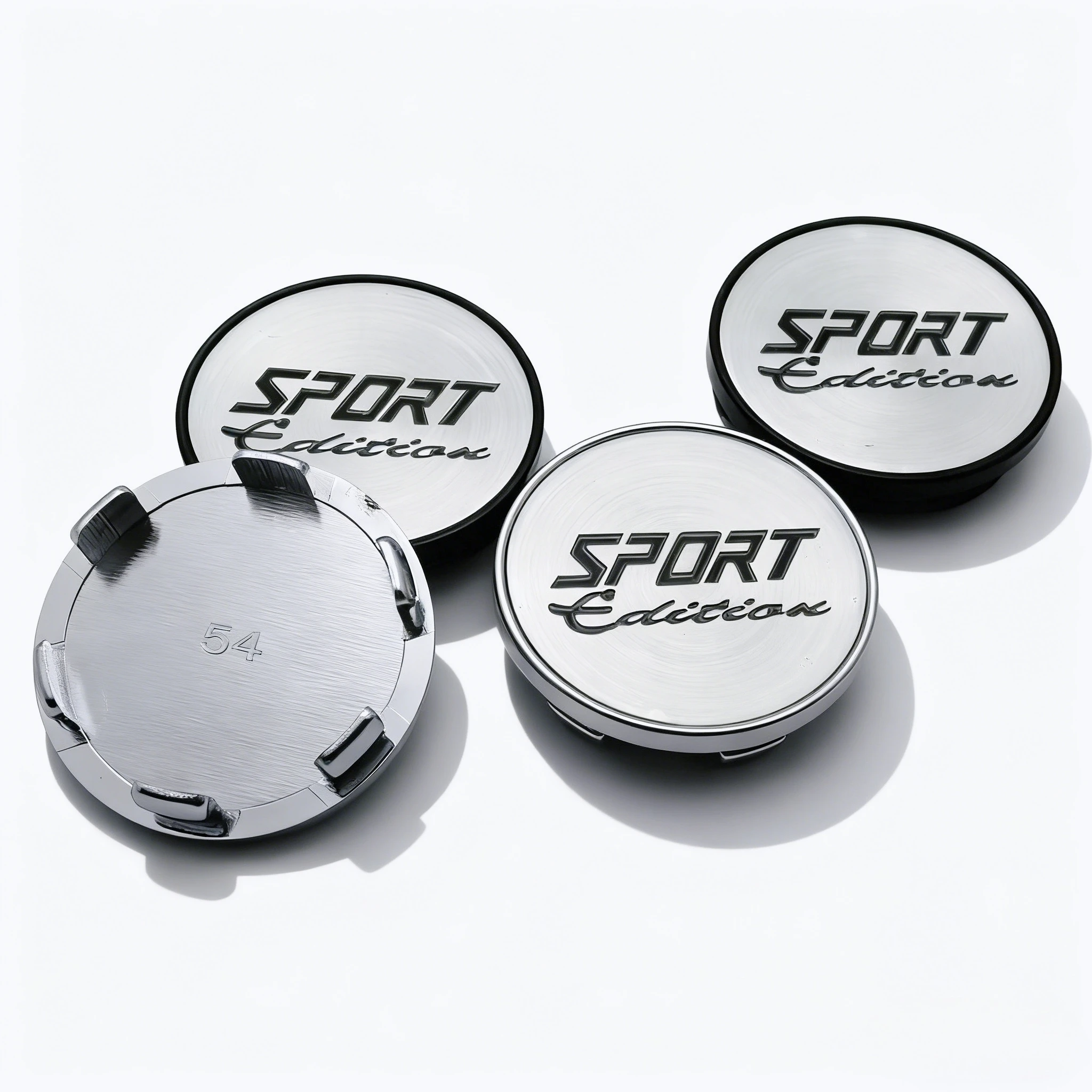 4er-Set Sport Edition Logo Emblem Radnabenkappen 54MM Clips 49MM Felgenabdeckungen Radnaben-Staubschutzkappen Auto Zubehör