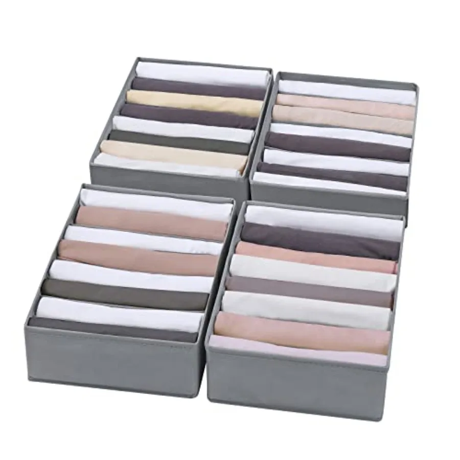 

4 Packs T-shirt Drawer Organizers for Clothing, 8 Grids Compartment Wardrobe Storage Box, Washable Clothes Organizer for Folded