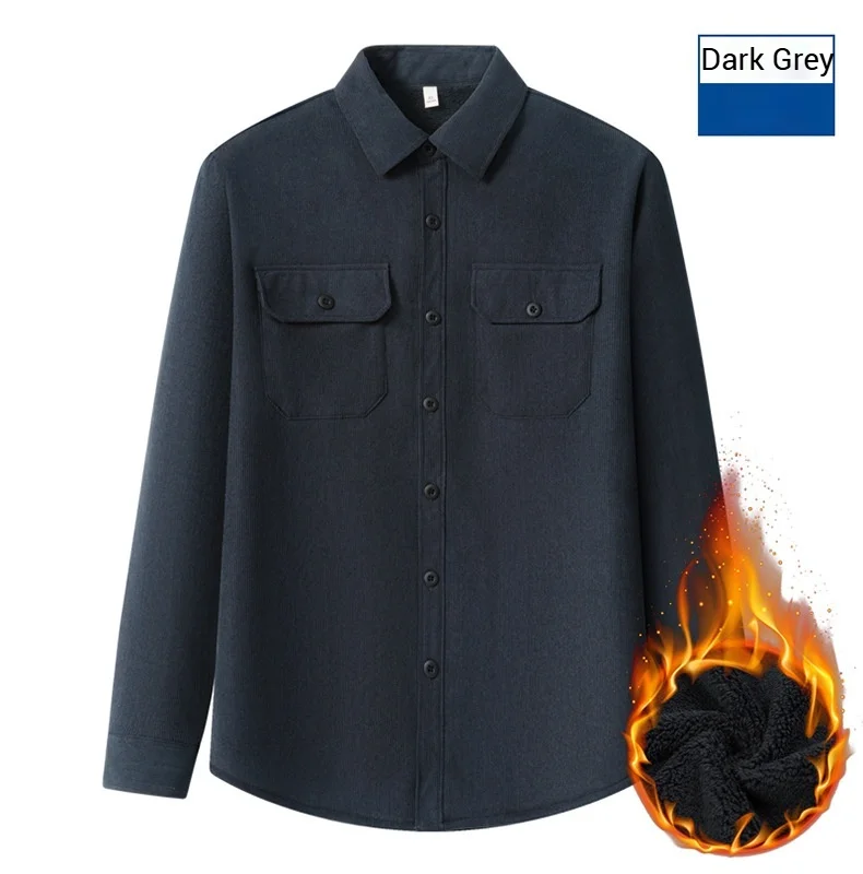 Heavy Chunky High Pit Chunky Strip Vintage Cord Langarmshirt Herren Herbst Winter Baumwolle Cargo Shirt Jacke – Detail 6