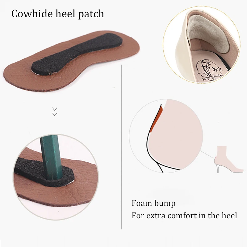 Genuine Leather Heel Patches Insert Thickened Cowhide Anti-wear Heel Protector Sticker Insoles Pain Relief Feet Care Cushion Pad