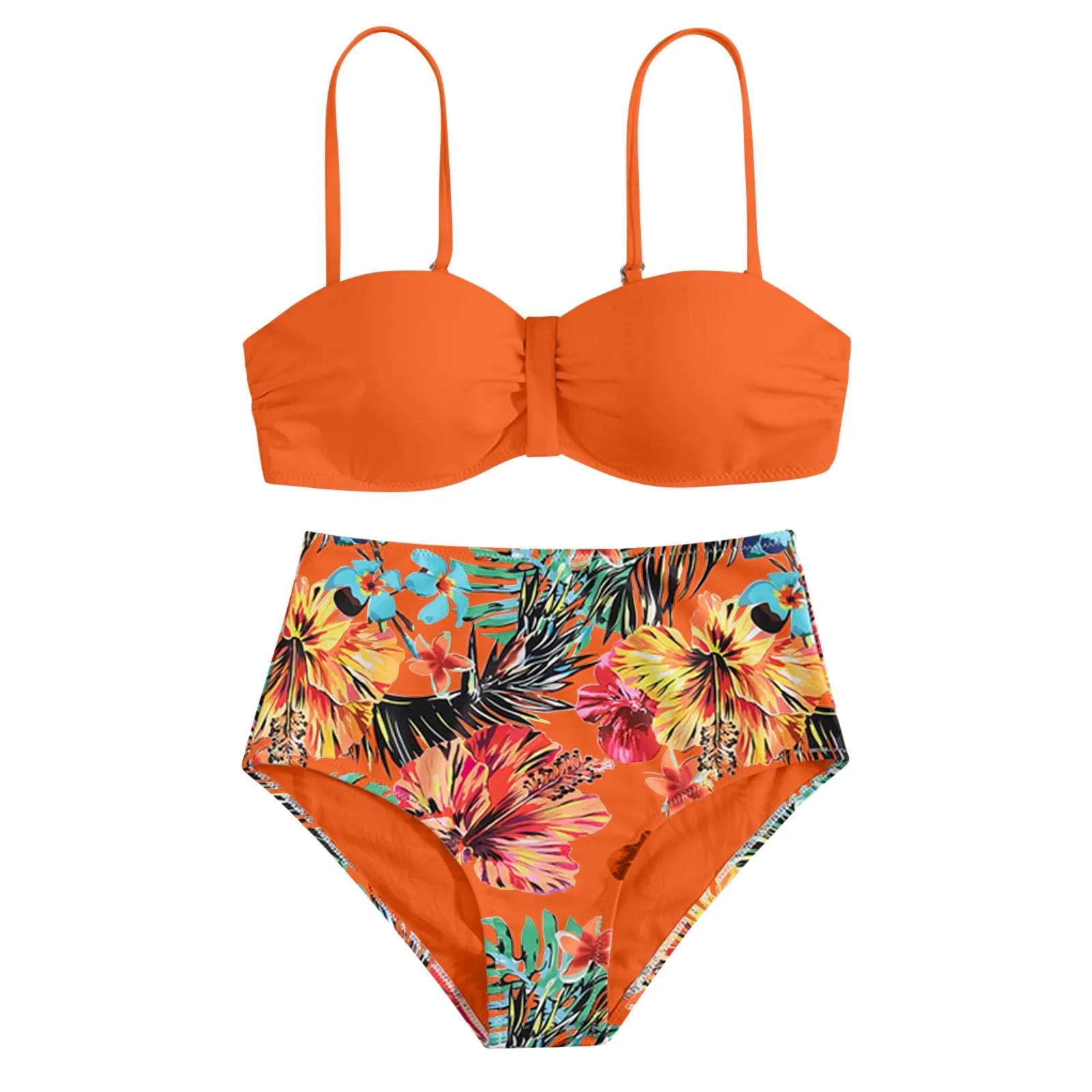 Vintage Floral Print High Waisted Bikini Sets Swimsuit Women Two Piece Swimwear Luxury Cover Up Spring Summer Beach Mujer Bather