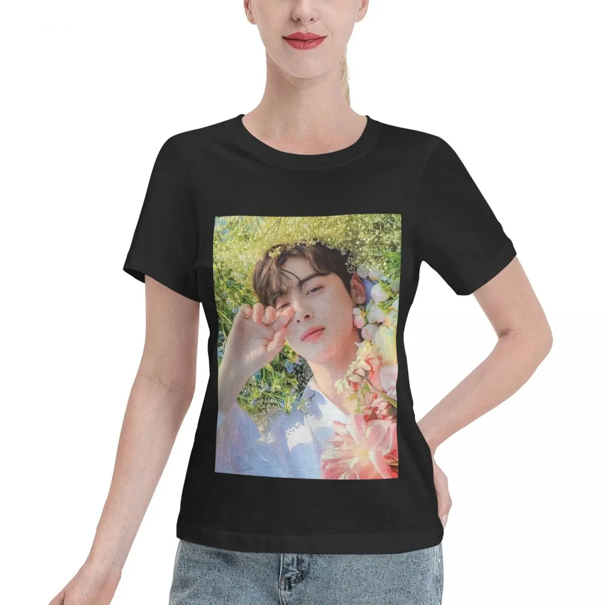 

Cha EunWoo Kpop Astro T-Shirt Women Short Sleeve T Shirts Round Neck Clothes Cotton Summer Tees Streetwear