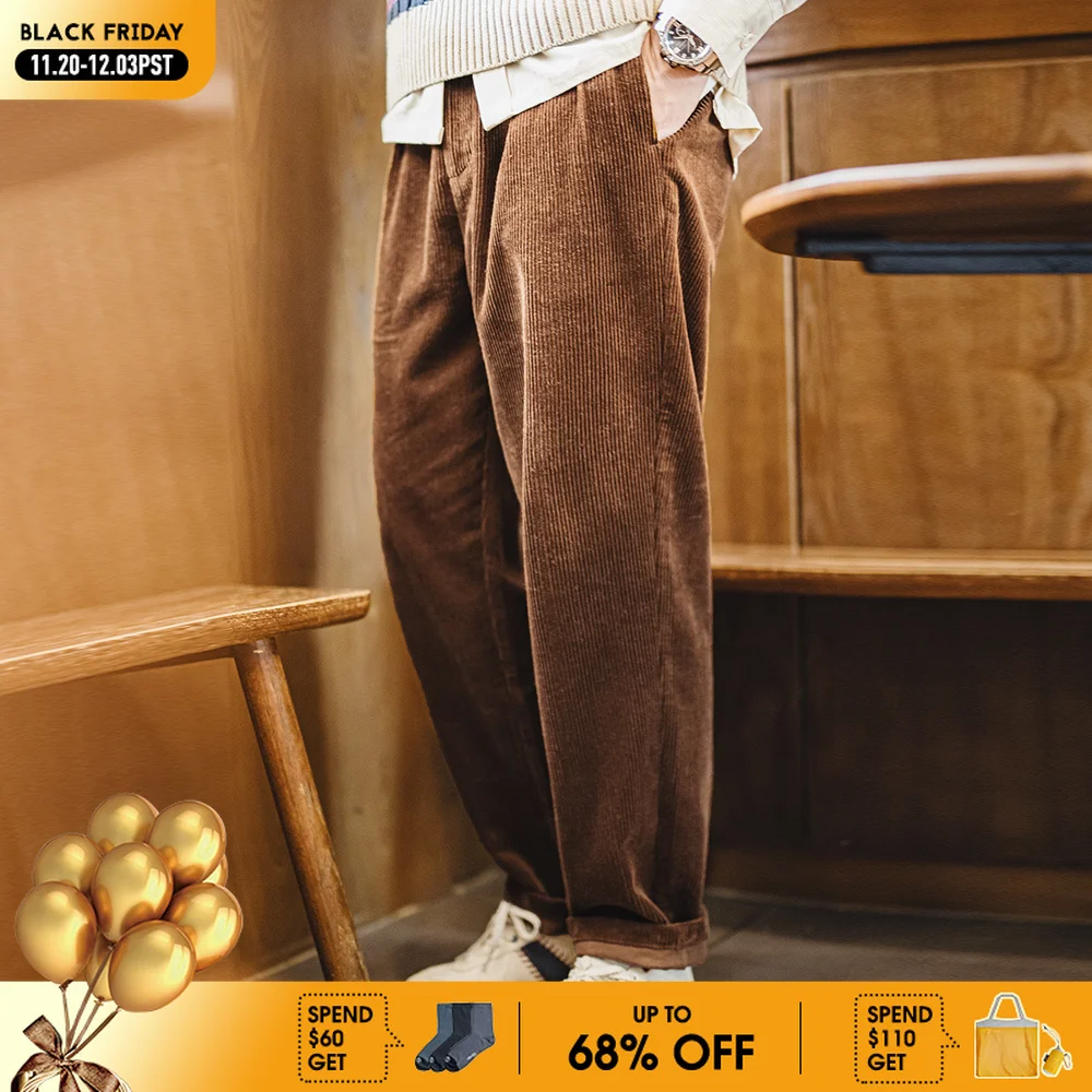 

Хлопковые вельветовые повседневные брюки Maden в стиле ретро, тяжелые прямые однотонные мужские классические универсальные брюки на осень и зиму