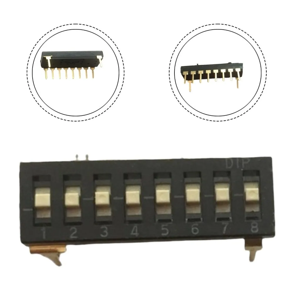 5 Pack 8-bit DIP Switch Modules 3-Position Piano Key Shape 2.54mm Pitch for Embedded Hardware Configuration Tasks