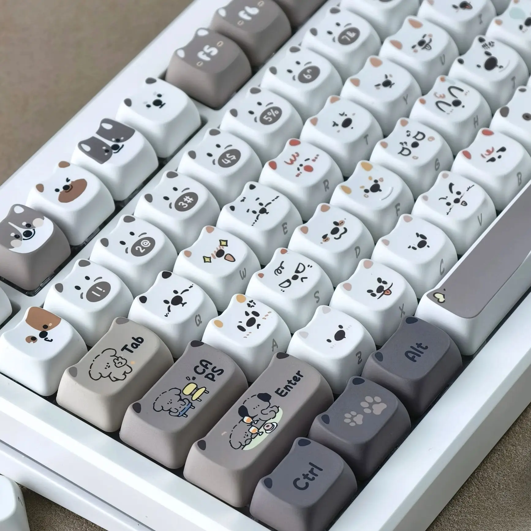 

Cute Puppy Keycaps Cat Head MAO Profile PBT Square Key Cap Thermal Sublimation Mechanical Keyboard Keycap Dog Set For AULA F75