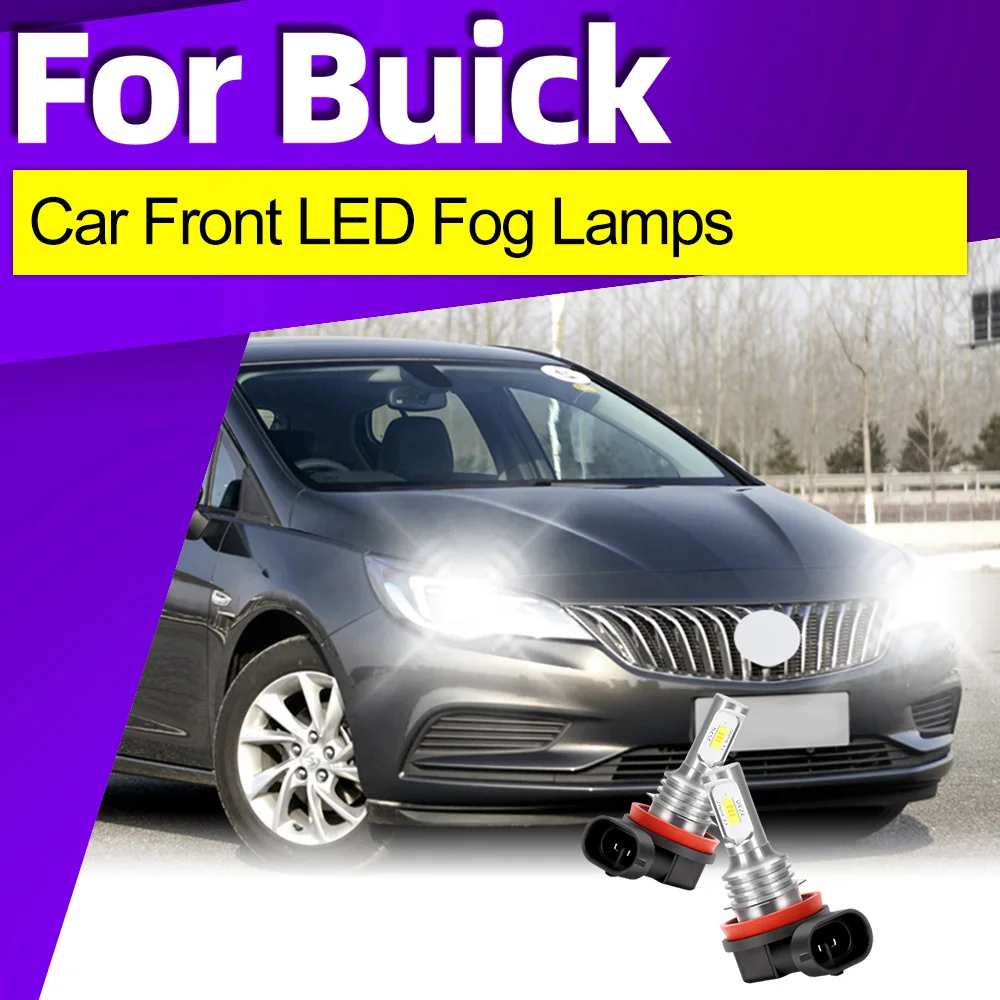2PCS 12V H8 H11 6000K White LED Fog Lights Bulbs Canbus For Buick Encore Cascada Envision Regal Sportback TourX Car Accessories