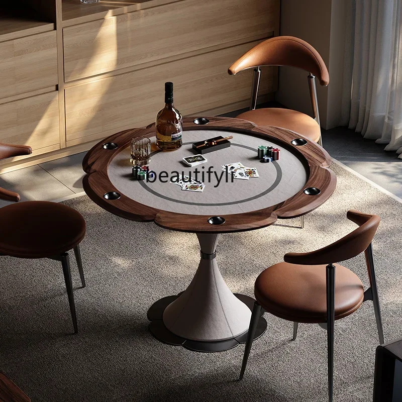 yh newWalnut poker table, villa furniture matching entertainment room special chess and card entertainment tabless 7304