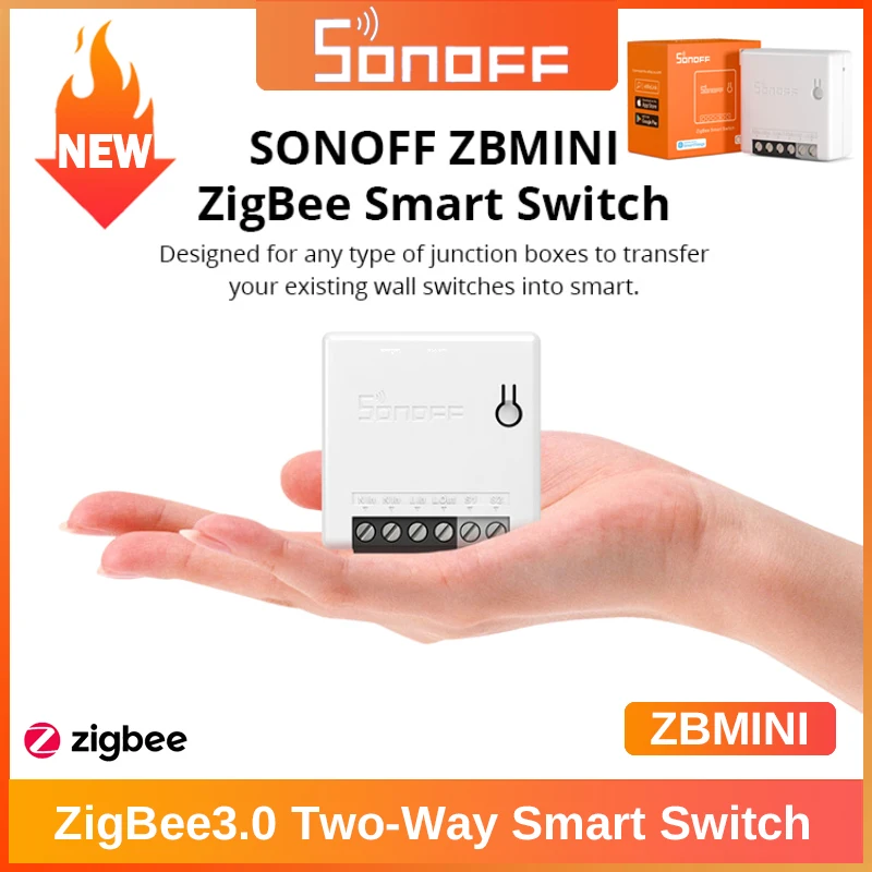 

SONOFF ZBMINI Zigbee 3,0 2-сторонний мини-переключатель DIY ZB, умное управление через eWeLink ZBBridge, требуется работа с Alexa Google Home