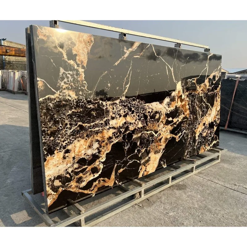 Home improvement furniture Gold sintering stone for dining tables and walls Hall Park