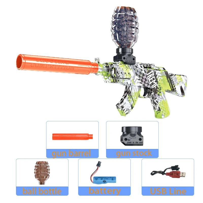 M416 Electric Ball Blaster Toy Gun AK Pistol Shooting Sport Game Outdoor High Speed Rechargeable Outdoor Game Parties For Adult