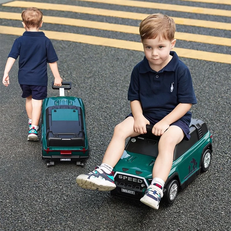 Children's Luggage Toy Car 2-in-1 Suitcase Can Sit and Ride Skidding Boys Girls Baby Trolley Case Kids Gift Suitcase Trip Cabin