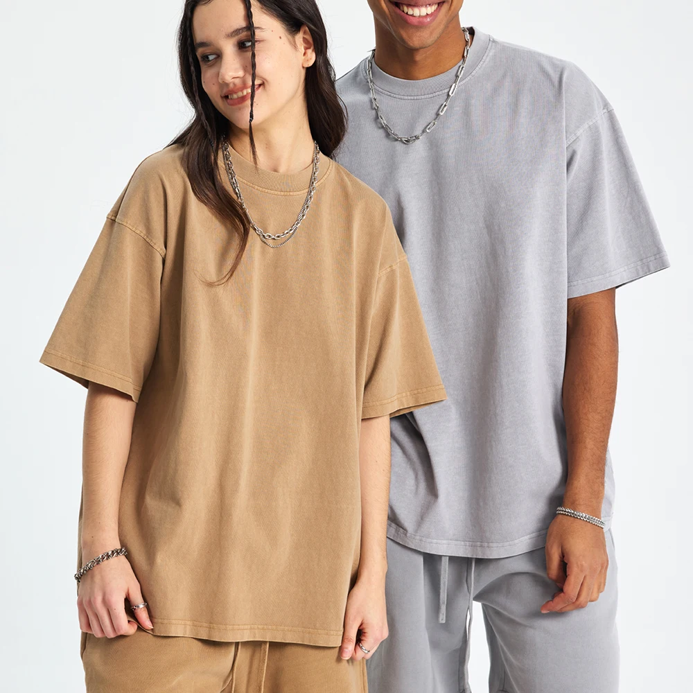 

Hot Selling Custom Logo Men Clothing 250GSM Heavyweight Cotton Vintage Acid Washed Oversized T Shirt For Men
