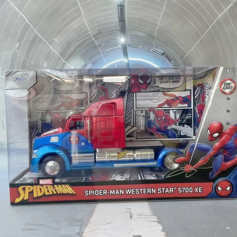 

JADA 1/24 Joint-Design Человек-Паук Western Star 57X Модель автомобиля из сплава Коллекция Демонстрационный предмет - Детский подарок