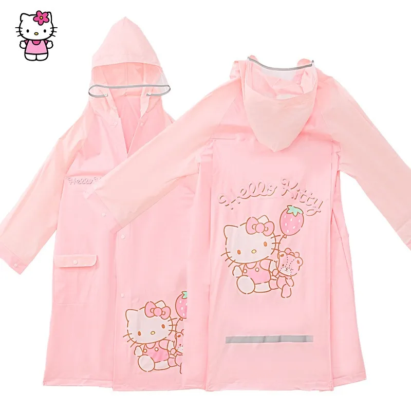 Sanrio series peripheral raincoat thickened and lengthened with schoolbag HelloKitty Sanrio baby children's cute raincoat