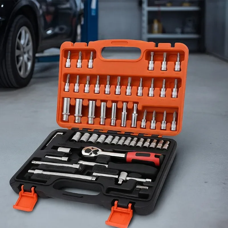 

46/53 шт. Ultimate Auto Mechanic Набор инструментов с трещоткой Динамометрический ключ Различный набор отверток Ультра-портативное универсальное решение