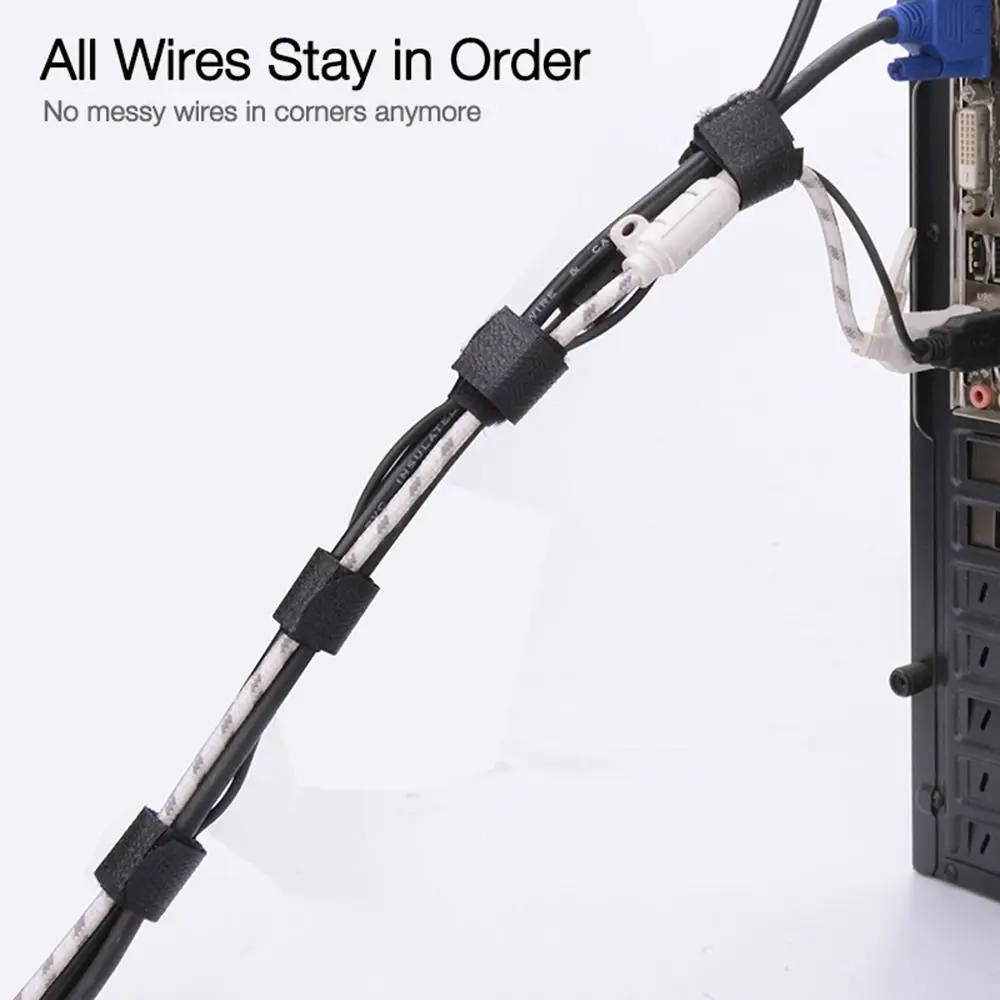 Magic Sticker Fastener Cord Band Wiring Accessories Loop Rope Holder Cable Winder Cable Ties Nylon Strap