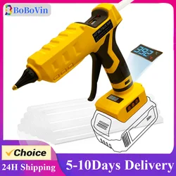 Upgraded 100W Cordless Glue Gun for Dewalt 20V Battery,  Digital Temperature Adjustable Full Size Heavy Duty with 10 Glue Sticks