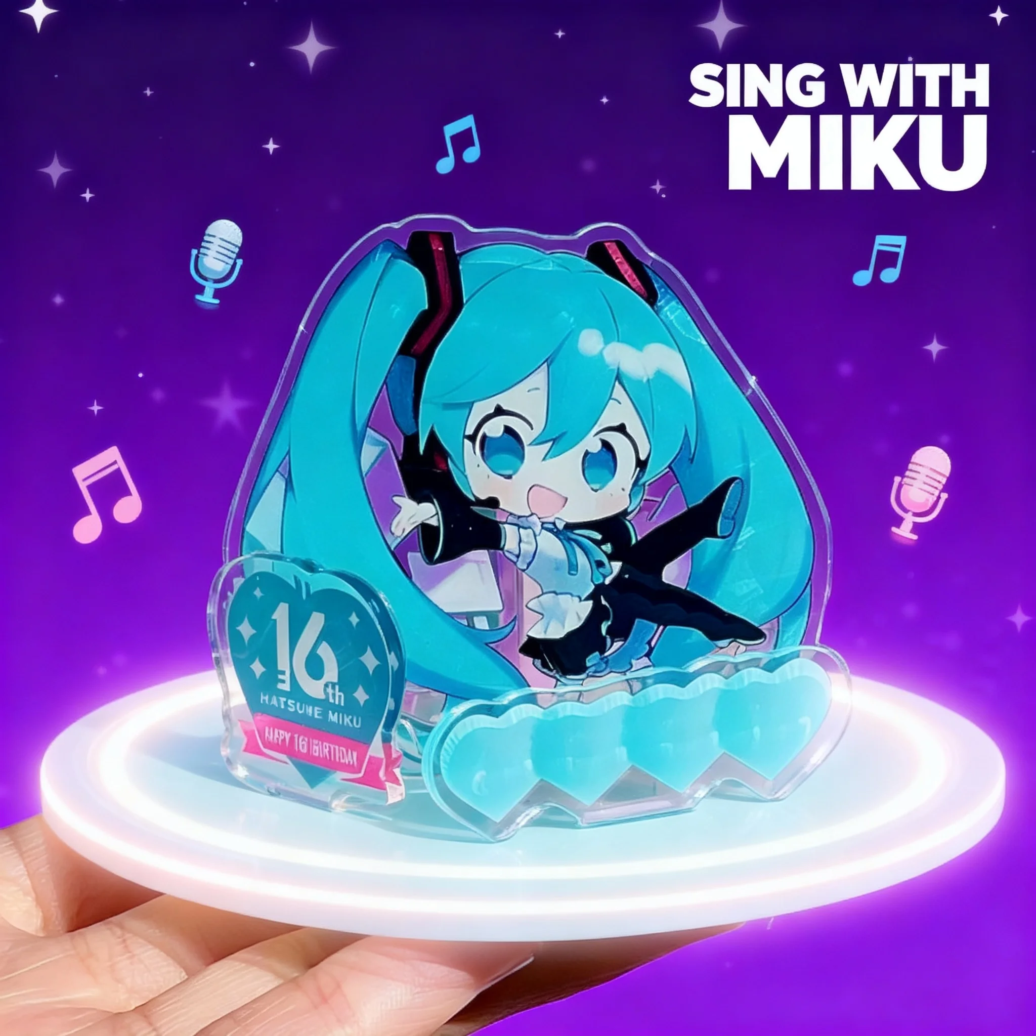 

Vocaloid Hatsune Miku 16th Anniversary Acrylic Stand Figure Anime Decor 3D Wall Art Cute Desktop Ornament Gift for Fans