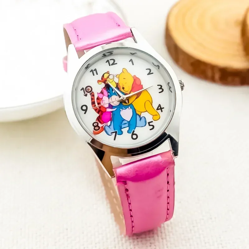 MINISO Disney Children\'s Watches Winnie Bear Tigger Piggy Pi Jie Yi Er Children\'s Watch Leather Band Glass Dial Watch