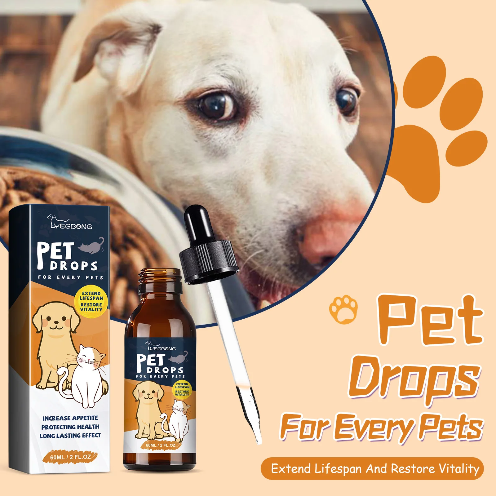 Pet Health Drops Dogs Regulate Stomach Vomiting Stomach Protection Cats Calm down Anxiety Relief Pet Probiotics Digestive Drop