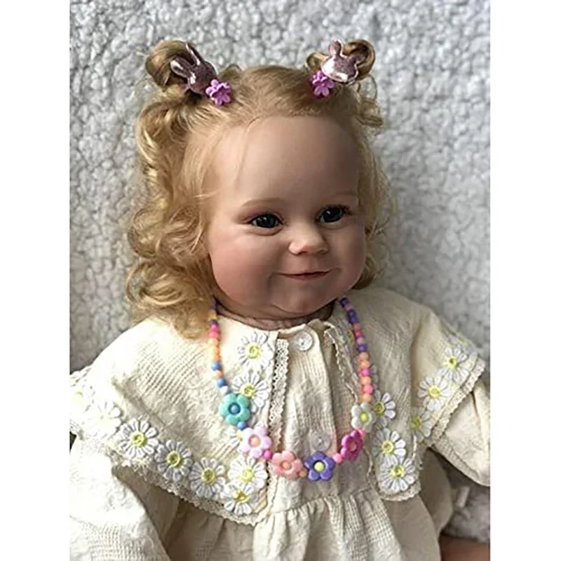 24 polegadas 60 cm adorável nova boneca reborn Maddie Girl com cabelo loiro enraizado brinquedos corporais macios