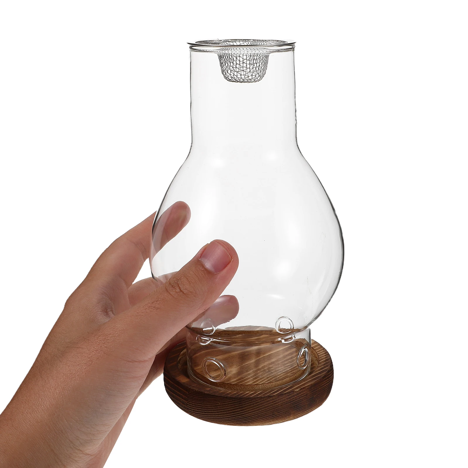 

Wooden Base Tealight Transparent Glass Cover Aroma Diffuser For Incense Chips Breathable Wood Chip Burner Glass