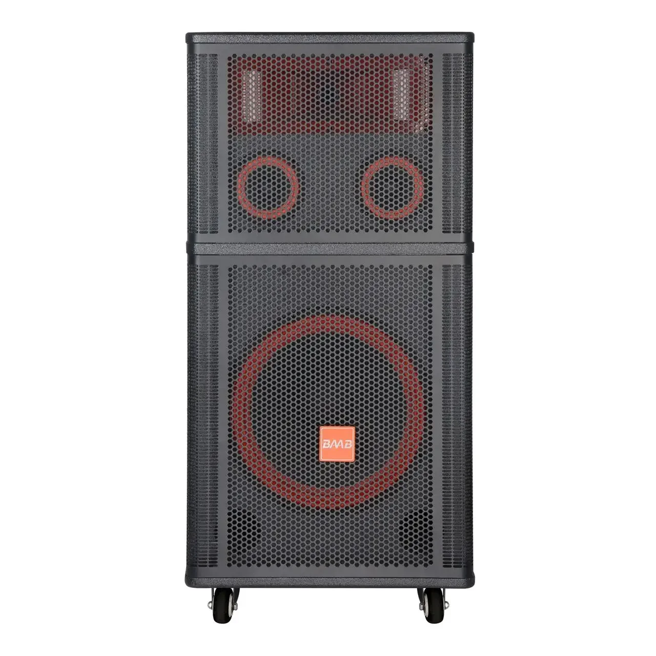 Altoparlante da carrello in legno per Karaoke da esterno di grande potenza da 15 "pollici 200w Subwoofer altoparlante Bluetooth portatile con microfono Wireless