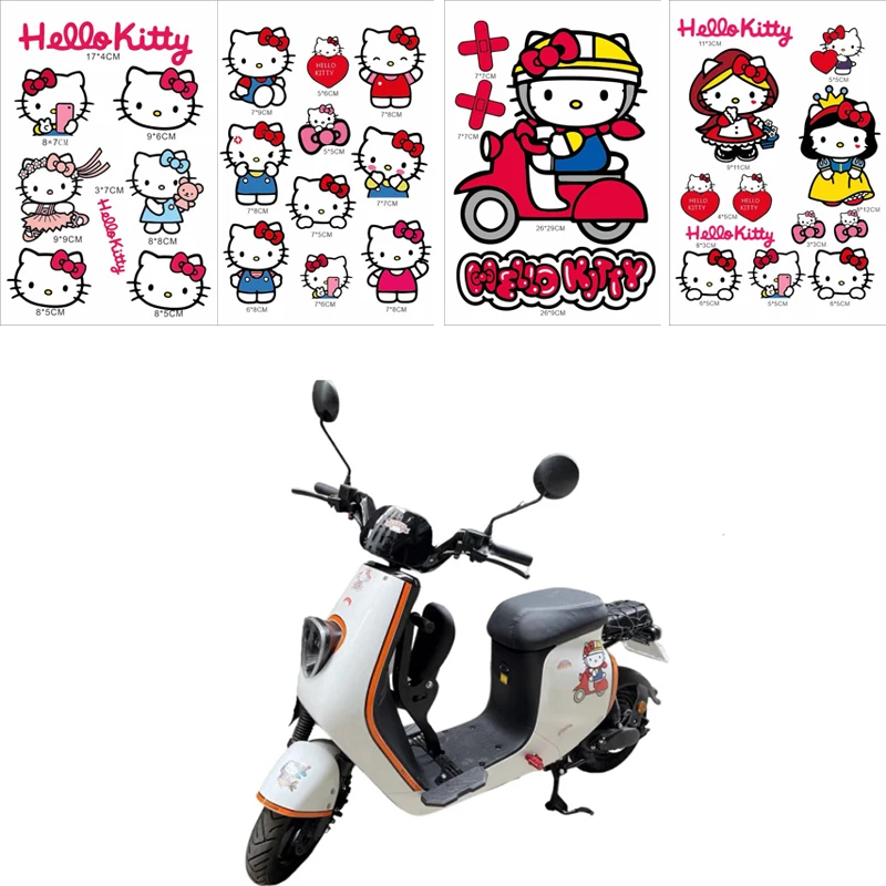 Sanrio simpatico cartone animato Kawaii Hello Kitty moto auto elettrica antigraffio batteria casco per auto decorazione adesivo per laptop