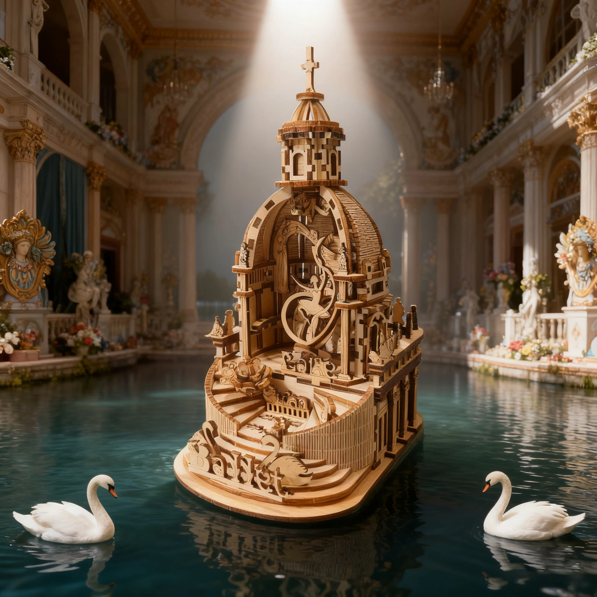 DIY سوان ليك الموسيقى الحرفية كيت 3D الحرفية أطقم منمذجة العملي على النشاط الجدول الديكور عيد الميلاد، عيد ميلاد، هدية عيد الهالوين #1