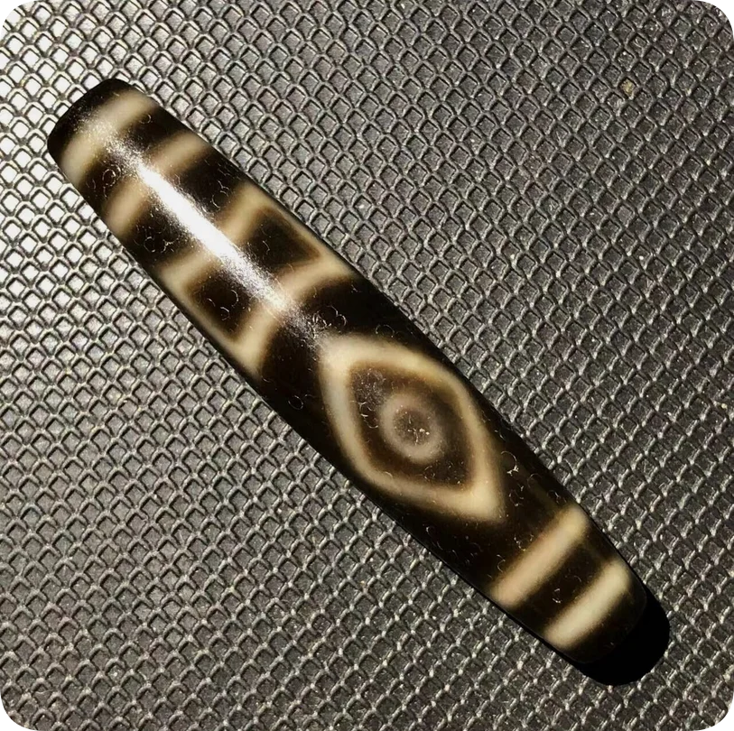 Magic Tibetan Old Agate Double Heaven&Earth 2Eye Totem dZi Bead 11*52mmN002