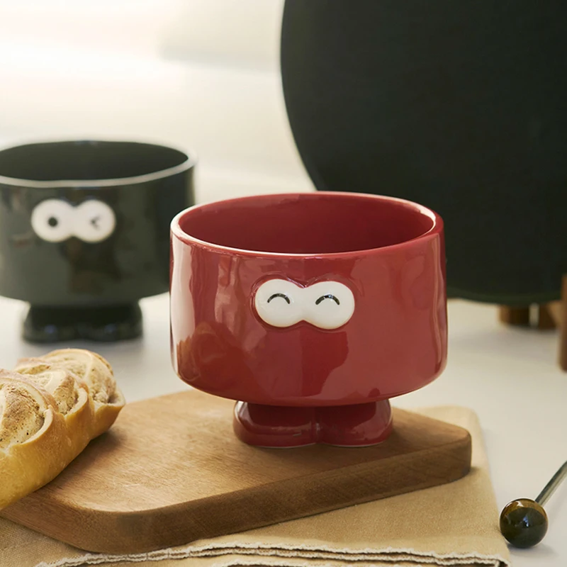 

Round Cute Ceramic Bowls Exquisite Solid Color Cartoon Fruits Salad Bowl Breakfast Oatmeal Ice Cream Bowl Household Tableware