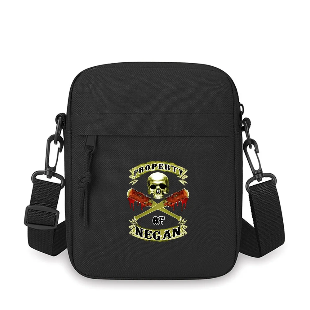 

Skull bats blood property Negan logo Men Crossbody Bag Single Shoulder Women Cartoon Anime Film Printing Design Unisex