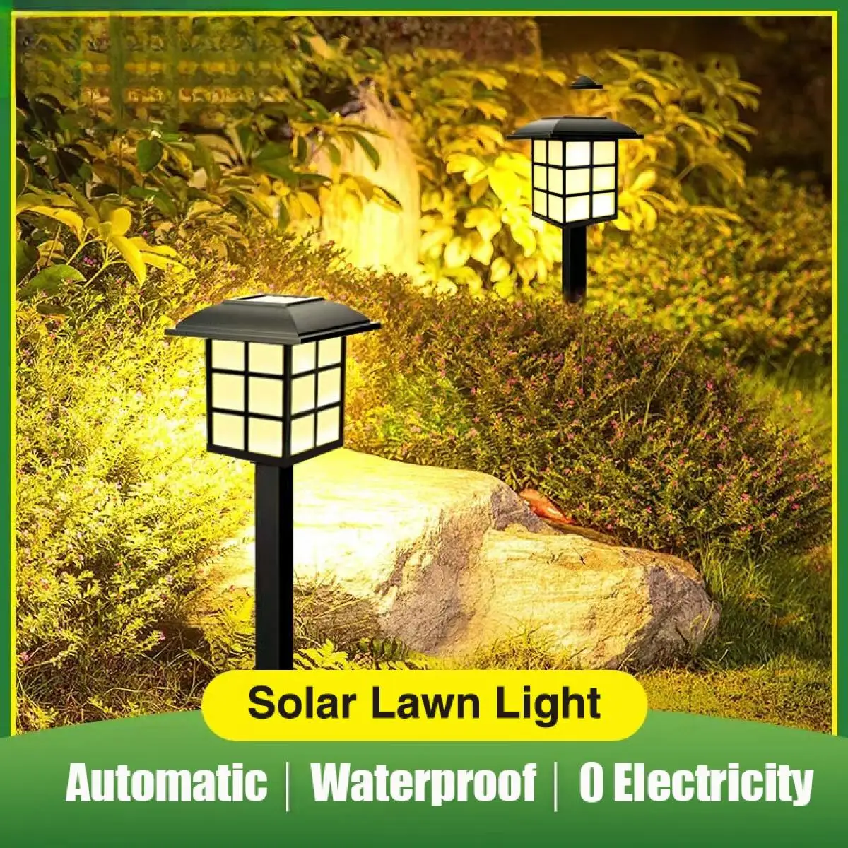 A LED Solar Garden Lights Outdoor Waterproof Camping Lawn Battery Rain-proof Sunshine Energy Saving Power For Walkway Yard Gate