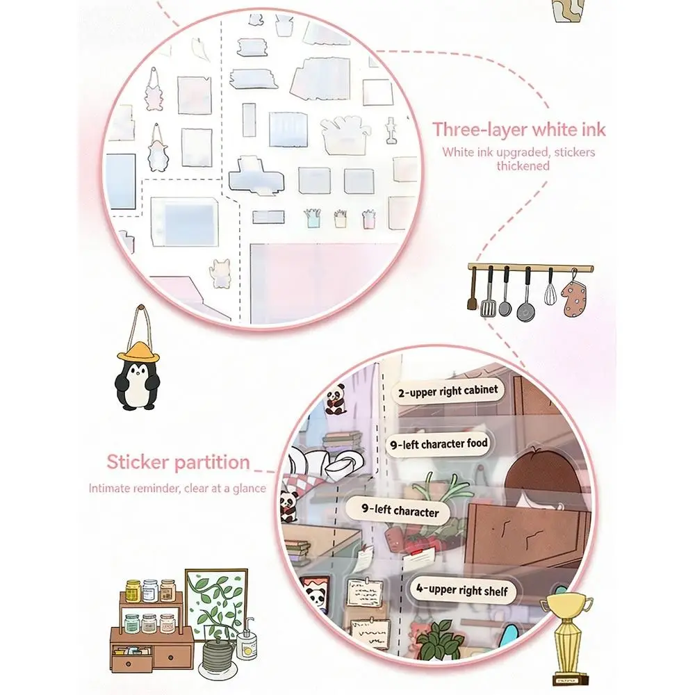 

Kawaii Design Landscape Sticker Comfortable Work Cabin Scene Pocket Scene Sticker Dessert Theme DIY Sticker Home Decoration