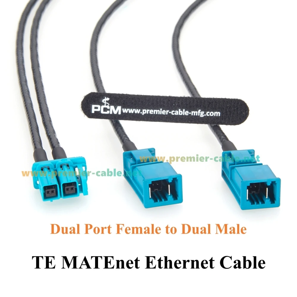 TE MATEnet Z Code Dual Port Female to Male Automotive Ethernet cable Breakout Harness 100/1000BASE-T1 2307961-9 to 2302461-9