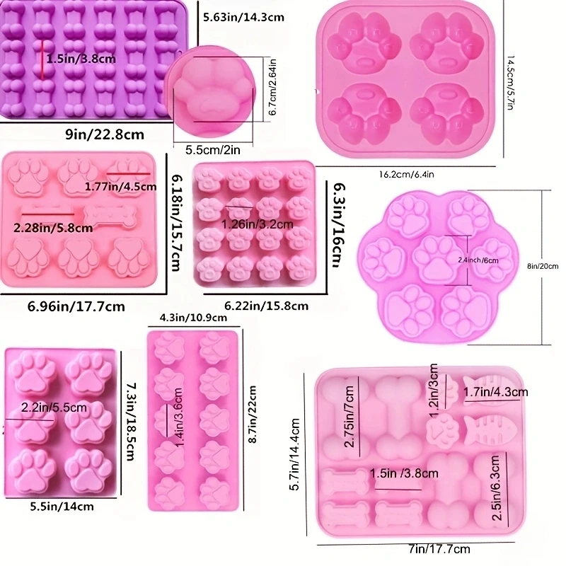 Molde De hueso De pata De perro, golosinas congeladas para mascotas, molde De silicona para cachorros y gatos, moldes De silicona para golosinas, accesorios para hornear, adorno para magdalenas