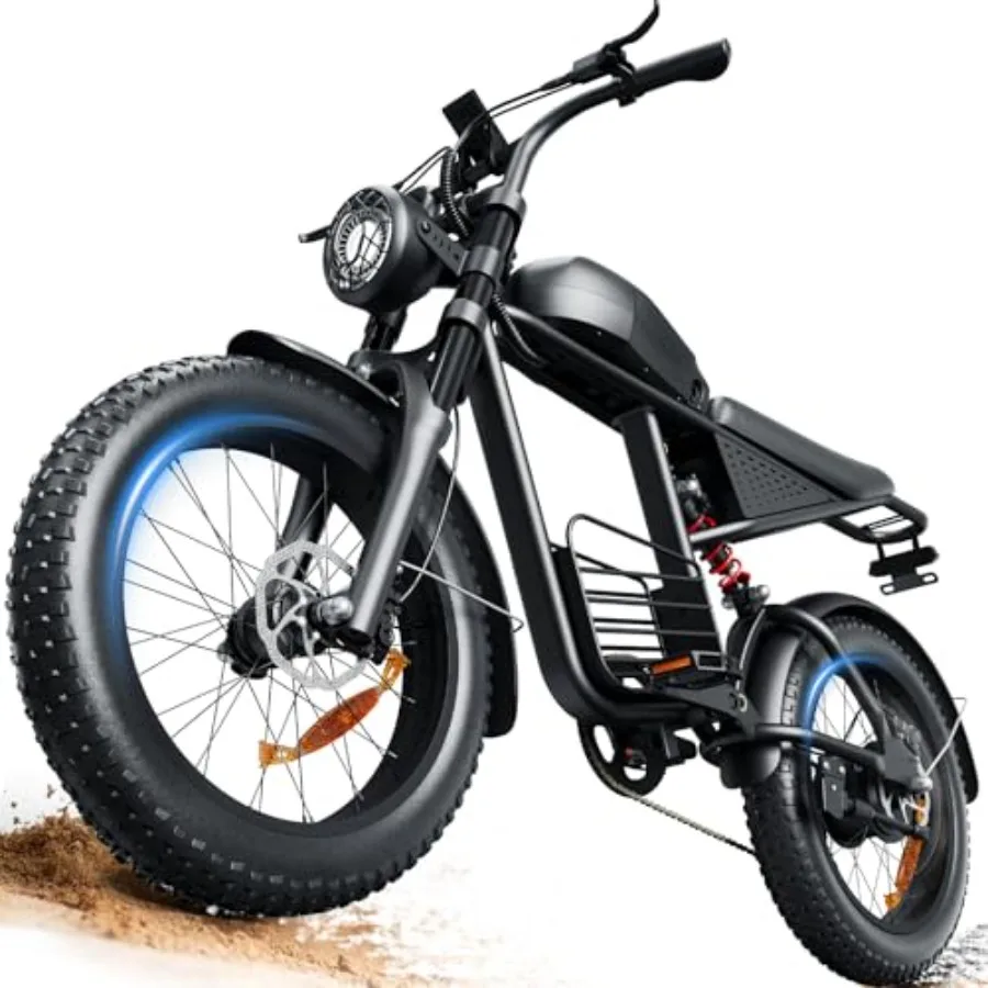 

Electric bike for adults: 1000W/1500W off-road dirt bike with 20 fat tires black matte finish high-speed 30-34MPH performance 4