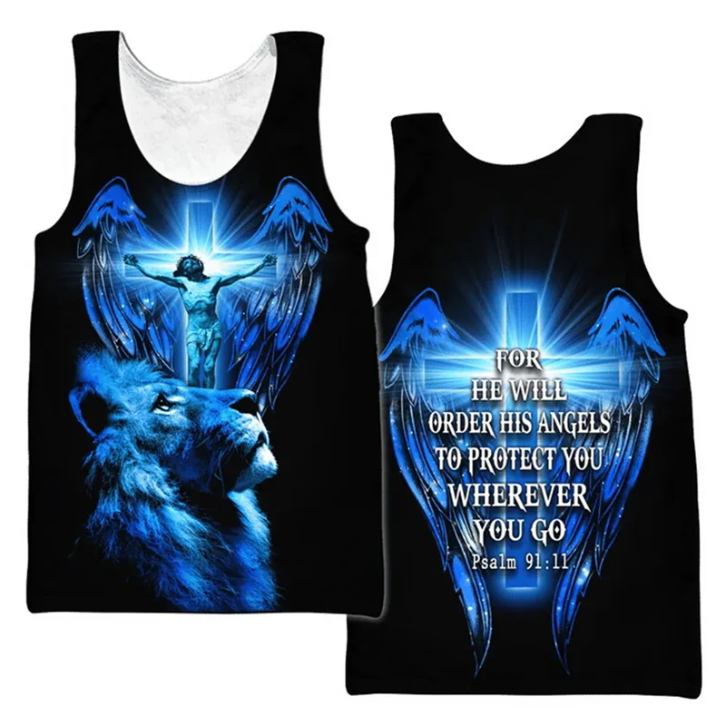 

Harajuku 3D The God Of Jesus Printed Tank Top Christian Belief Totem Graphic Tank Tops Men Cool Fashion Vest Top Clothing