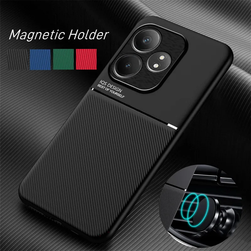 Rugged Non-Slip Case for Realme GT 6T GT6 Protective Cover Magnetic Suction Holder Coque Fundas Capa