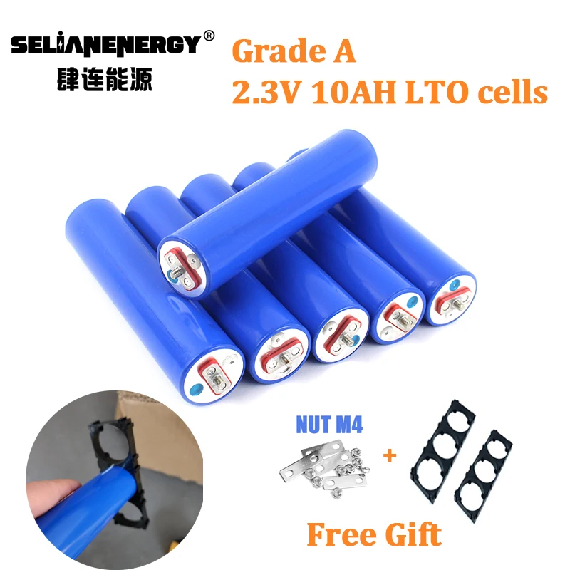 12 ~ 24PCS 2.4V 10Ah LTO Batteria cilindrica al litio titanato 27C ad alta scarica, oltre 20000 cicli Celle di grado A + staffa GRATUITA