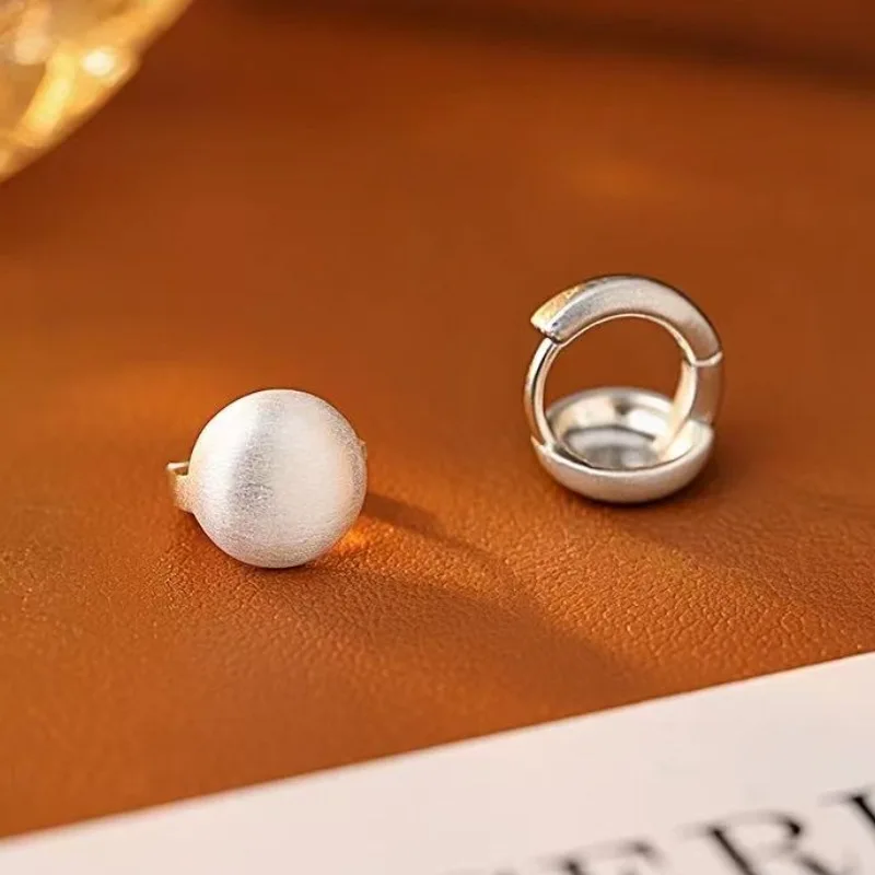 Silver Color Minimalist Brushed Hoop Earrings for Fashion Women Trendy Fashion Jewelry Light Luxury Accessories view 6