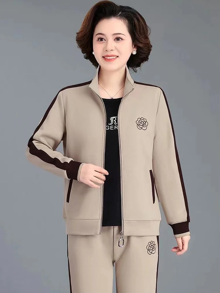 Thiened Fce Damen-Sportbekleidungsset, große Größe, lässiges, lockeres Oberteil, Winter-Oberbekleidung für Frauen mittleren Alters und ältere Mütter