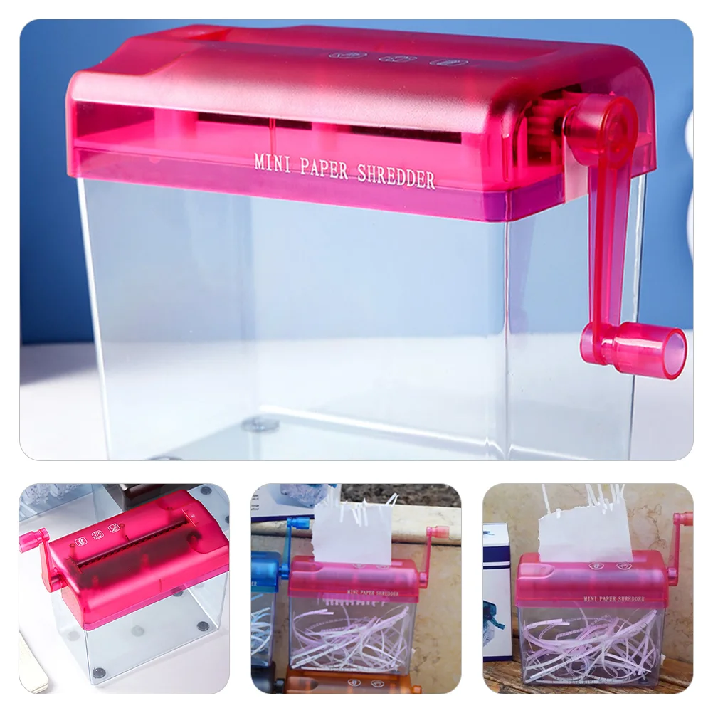 Manual Paper Shredder Red A4 Plastic Metal Office School Family Hand Operated Document Destroyer Lightweight Portable