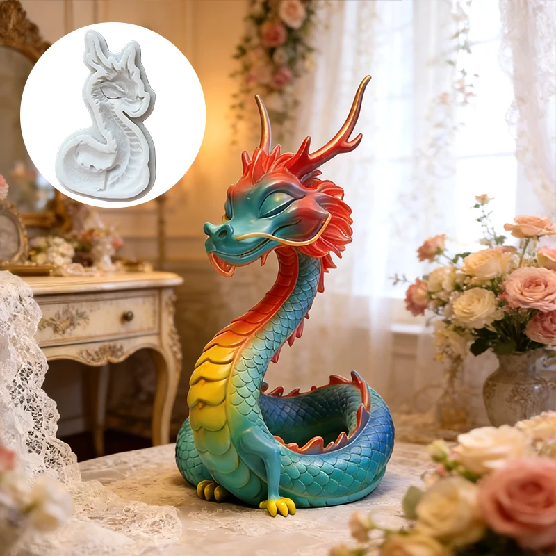 Closed-eye Dragon silicone mold, reusable resin mold, clay and gypsum mold, DIY decorative pendant handcrafted mold