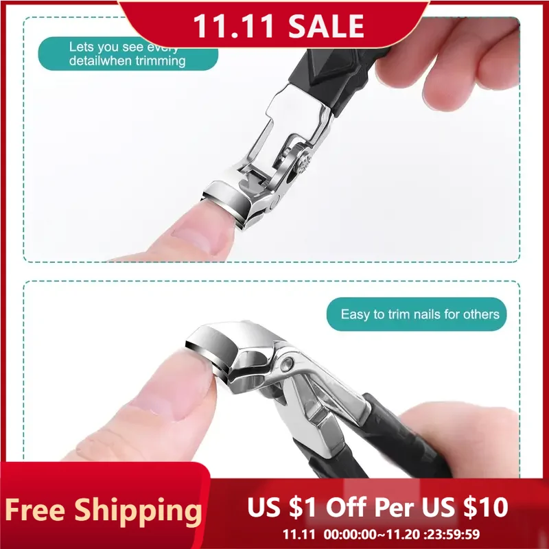 

2pcs Heavy-Duty Thick Nail Clippers with V-Shaped Stainless Steel Nail File Set for Seniors Diabetics Ideal Thick Fingernails