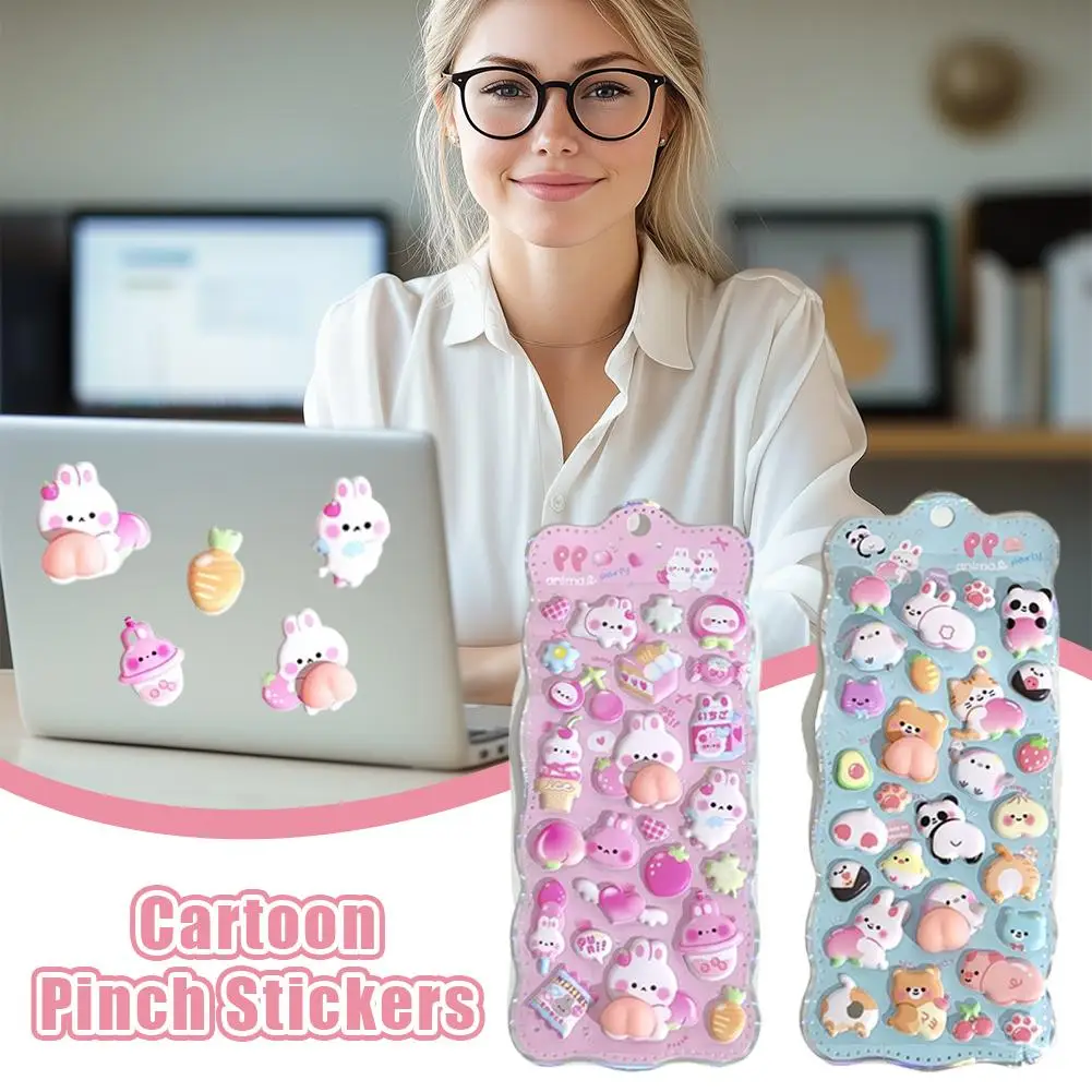 สติกเกอร์ติดโทรศัพท์มือถือรูปสัตว์การ์ตูน 3 มิติ น่ารัก นุ่มนิ่ม บีบมีเสียง ช่วยผ่อนคลาย ตกแต่งโทรศัพท์มือถือ ของเล่นเด็ก สนุกๆ ติดง่าย